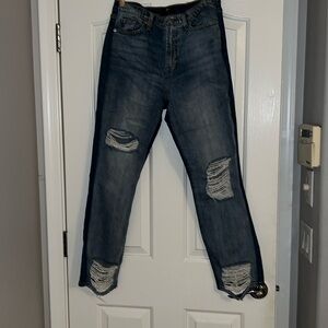 7 For All Mankind two toned distressed jeans.